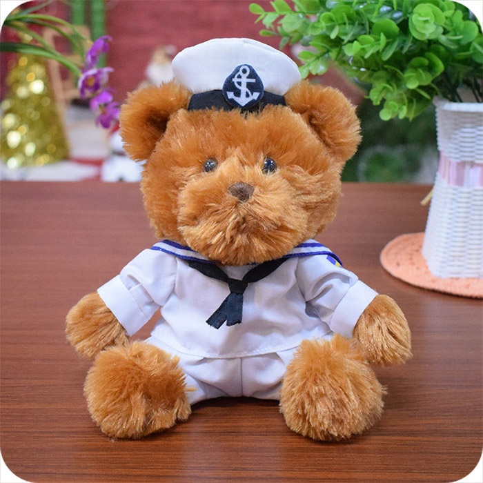 Plush Navy Teddy Bear, 8 inches