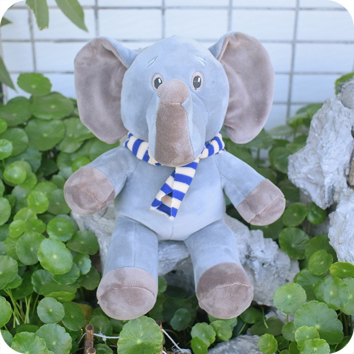Plush Grey Elephant Stuffed Animal with Scarf, 8 Inch