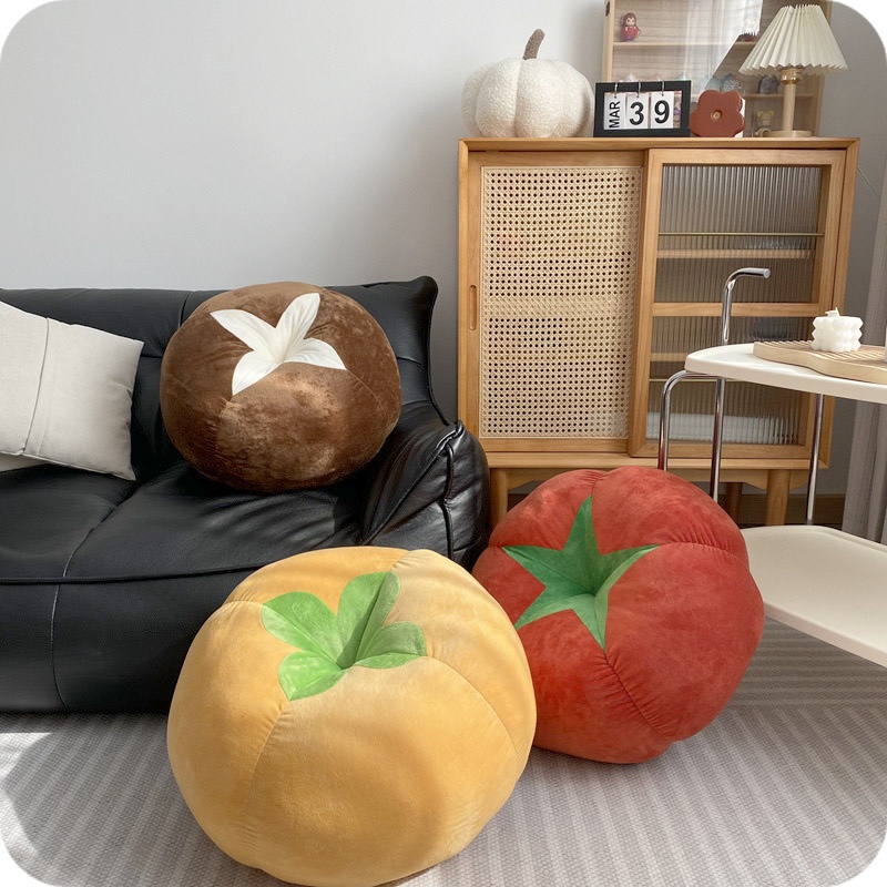 Tomato Mushroom Persimmon Throw Pillows, 18 x 18 Inches Pillows for Sofa, Bed and Couch Decorative Stuffed Pillows