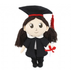 Girl Graduation Plush Doll, 10 inches