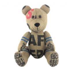 Custom Sitting Burlap Bear with Printing, 11 inches