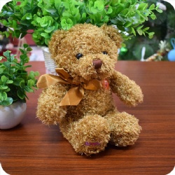 Teddy Bear Plush with Bowknot, 10 inches