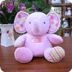 Customized Pink Baby Elephant Stuffed Animal Plush Doll Toy, 8 inches