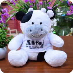 Soft Cartoon Cow Stuffed Animal, 8.5 inches