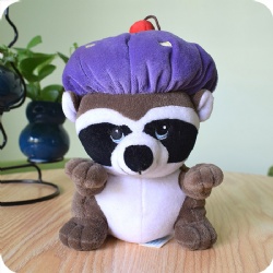 Cartoon Cute Plush Sitting Raccoon, 6.5 inches