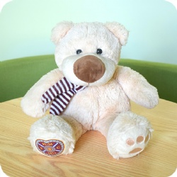 Cuddly Plush Sitting Bear with Printing and Embroidery, 8 Inch