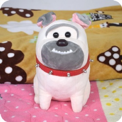 Bulldog Plush Soft Toy with Dog Ring, 9 Inch