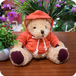 Sitting Teddy Bear Stuffed Toy with Hoodie, 7 inches