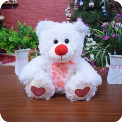 Sweetheart Plush Bear Toy with Bow, 12 inches