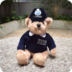 Police Teddy Bear with Uniform, 8.5 inches