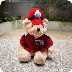 Police Teddy Bear with Uniform, 8.5 inches